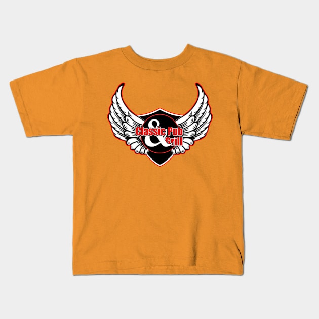 Classic_wings_redoutline Kids T-Shirt by XLR8EDmedia